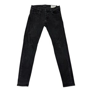 Rag & Bone Fit 1 Extra Slim Black Distressed Jeans Men’s Size 36 Standard Issue